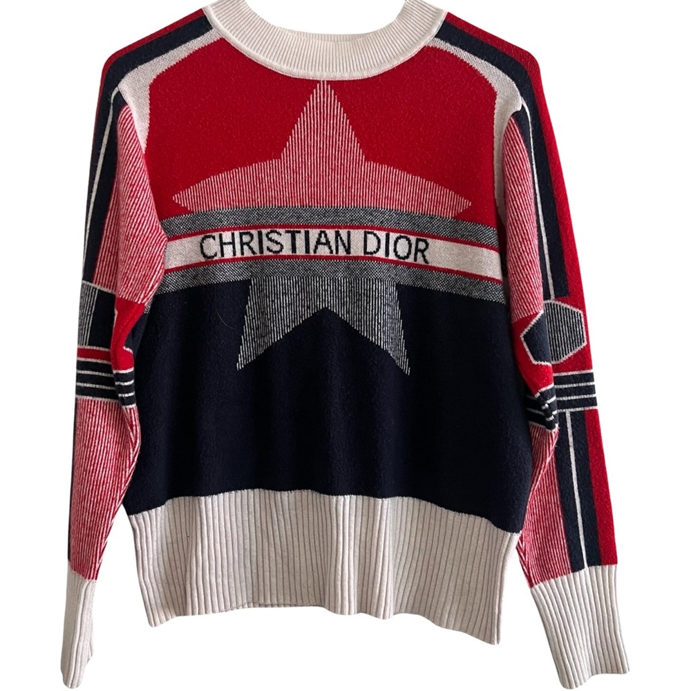 Christian Dior Dioralps women’s star wool and cashmere sweater.